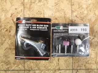 Heavy Duty Air Blow Gun and 5 PC Grinding Points (W-3-5-2)