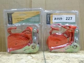 2PC 1"x15' Ratchet Tie-Downs (W-3-5-2)