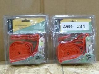 2PC 1"x15' Ratchet Tie-Downs (W-3-5-2)
