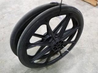 Pair of Wheels with Bearings to Build Cart (W-3-5-2)