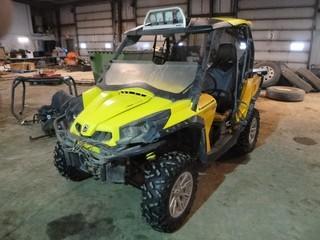 2012 CAN-AM Commander XT 1000 4X4 Side By Side ATV c/w Rotax 1000CC, Gas, A/T, Remote Control For Winch, Spare Belt, Windshield, Manuals, Showing 7,366 KMS, 563 Hours, 27x11x14 Tires VIN 3JBKKCP1XCJ000984