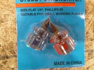 2PC Mini Stubby Screwdriver Set (Bits Interchangeable) (W-4-1-3)