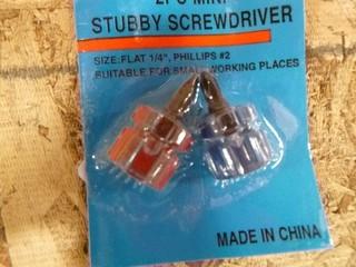 2PC Mini Stubby Screwdriver Set (Bits Interchangeable) (W-4-1-3)