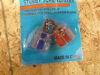 2PC Mini Stubby Screwdriver Set (Bits Interchangeable) (W-4-1-3)