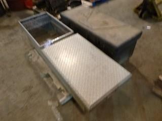 (1) Plastic Job Tool Box, 41" W x 16" D x 16" W, (1) Aluminum Tool Box (Truck Mount) *NOTE: Missing One Door*