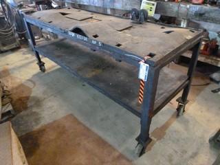 Two Tier Work Table On Wheels, 84"L x x 30"W x 36"H