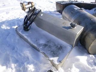 Aluminum L Shaped Fuel Tank c/w Pump 12V, Model M-3025, 400L Capacity, Hose and Kick Out Nozzles (Fits Lot 474A)