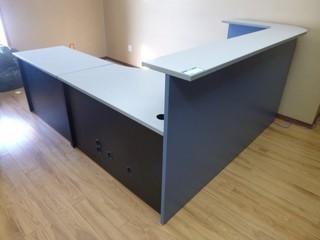 85" x 96" x 44" Corner Desk w/ Key Board Slide Out Tray and Storage