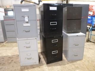 Qty Of (5) Metal And (1) Wood 2-Drawer Filing Cabinets