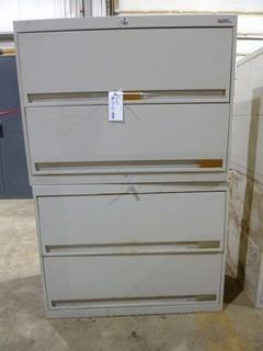 Qty Of (4) 2-Drawer Metal Filing Cabinets *Note: No Keys*