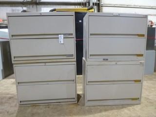 Qty Of (4) 2-Drawer Metal Filing Cabinets *Note: No Keys*