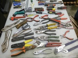 Pliers, Wire Strippers, (26) Wrenches (SAE and Metric), Assortment of Screwdrivers and More (W-4-3-2)