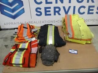 Variety of High Visibility Gear, (5) Safety Vests, (2) Rain Jackets, (1) Coverall (W-4,3,2)