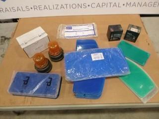 Quantity of replacement Visors, C/w (2) Magnetic Amber Beacons, (2) Valve Regulators, Sealed Lead-Acid Rechargeable Battery, (1) Box Chloride Ion Test (W-4-4-3)