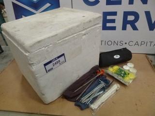 12" x 13" Ice Box, C/w Tent Pegs, Citronella Tealight Candles (W-5-3-3)