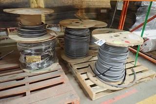 Lot of 3 Part Spools Wire Insulation and Spool of 3-strand Cable.