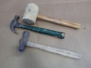 (1) Rubber Mallet, (1) Ball Peen Hammer, (1) Claw Hammer (W-5-4-1)