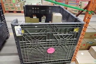 Collapsible Plastic Crate w/ Cat Filters, Hose Clamps, etc.