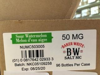 Lot of (12) Baker white Sour Watermelon 50mg/ml Vape Juice.