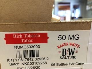 Lot of (12) Baker White Rich Tobacco 50mg/ml Vape juice.