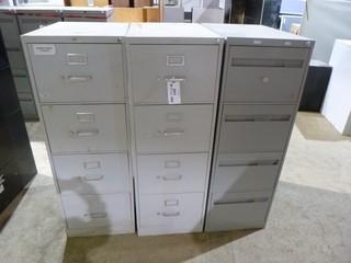 Qty Of (3) 4-Drawer Metal Filing Cabinets