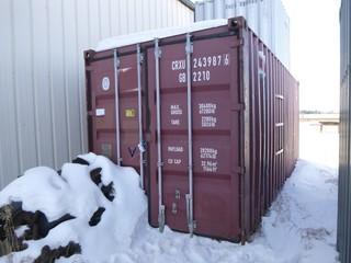 20' Storage Container c/w Wired Lighting and Shelving *Contents Not Included* *Note: Buyer Responsible For Load Out, Item Cannot Be Removed Until March 19 Or Mutually Agreed Upon Date*