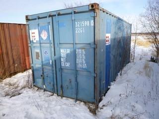 20' Storage Container c/w Hooks On Both Side Walls *Note: Buyer Responsible For Load Out*