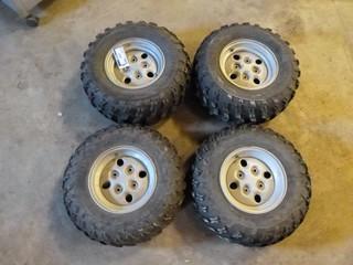 Set of 4 Quad Tires and 4 Bolt Rims - (2) AT205/80R12, (2) AT270/60R12