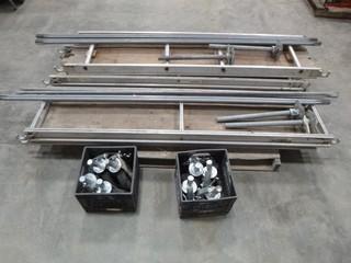 Scaffold - Incomplete Set, (5) 7' Platform, (4) 5' - 7' - 10' Braces, (4) 24" Screw Jack w/ Base, (8) Scaffold Castors, (1) 60" Platform *NOTE: Broken End Brackets (W-R-2-21)