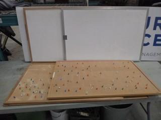 (2) 35" x 22.5" Cork Boards c/w (2) 36' x 24" White Boards (W-W)