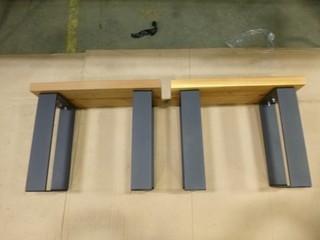 (2) Metal Base Cedar Stool, 21" x 9" x 17" (W-W)