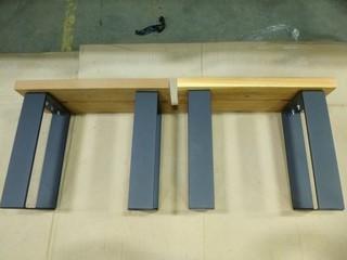 (2) Metal Base Cedar Stool, 21" x 9" x 17" (W-W)
