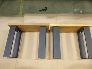 (2) Metal Base Cedar Stool, 21" x 9" x 17" (W-W)