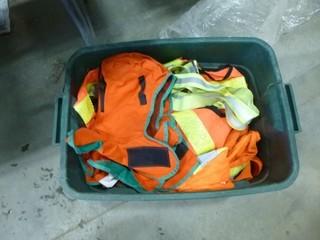 (16) High Vis Sashes, (9) High Vis Vests, (3) High Vis Hard Hat Liners (W-5-3-1)