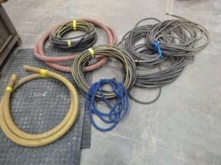 (3)100' Hoses, (2) Rubber Mats 3'x4', (1) 12' Greenline 400PSI Rock Drill Hose, (1) 10' Water Pressure Hose 1 1/2" End, (1) Expandable Hose, (2) 100' Air Hoses, (5) Tarps (W-R-2-20)