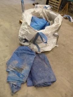 (5) Poly-Woven Tarps (Used) C/w Construction Bag (W-R-2-22)