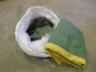 (3) Poly-Woven Tarps (Used) C/w Mounting Bracket, Construction Bag (W-R-2-25)