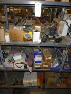 Qty of Parts On Shelves, Motors, Brake Controller, Truck Parts and Misc *Note: Shelves Not Included* 