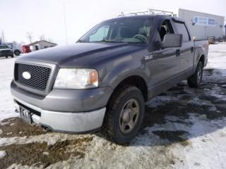 2005 Ford F150 XLT Triton 4x4 Quad Cab, 4.6L, C/w A/C, Front Bench Seat, Middle Console, Spare Tire, Tow Pkg, Tekoisha Brake Controller, Entertainment Ready, Alphine Stereo, 5 1/2" Box, Showing 226412.6 KM, VIN 1FTRW14W96KB49501, *Note Minor Body Rust, Minor Dent Rear Wheel Well Area*