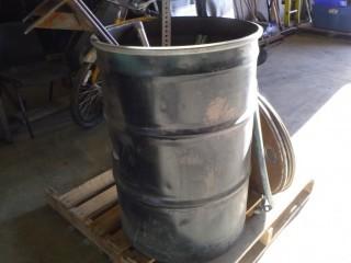 50 Gallon Drum, C/w Scrap Iron Pieces