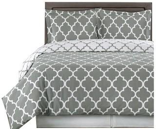 Becky Cameron Patterned 2pc Duvet Cover Set, Grey, Twin 32583
