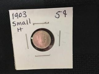 1903H Five Cent. Small H.