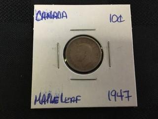 1947ML Ten Cent. Maple Leaf.