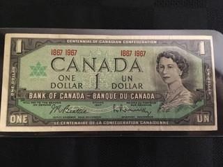 1967 One Dollar Centennial Beattie/Rasminsky.