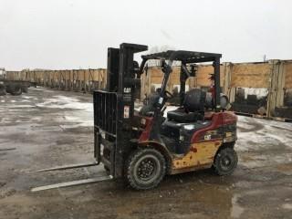 2005 Cat P5000 Forklift c/w LPG. S/N AT35051. 42" Forks 3 stage mast with 15' reach, Mast is 36" wide.