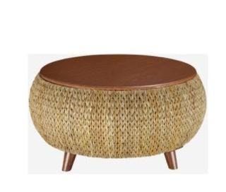 Gallerie Decor Breeze Round Storage Table, Natural 21013-na