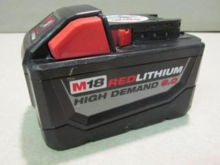 Milwaukee M18 Red Lithium HD High Demand 9.0 AH Large Battery.