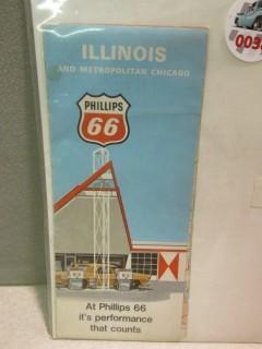 Phillips 66 Illinois Road Map w/Chicago.