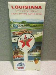 Texaco Louisiana w/South Central U.S. Road Map.