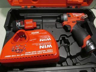 Milwaukee M12 Fuel 1/4" Impact Driver Kit c/w Case Charger & (2) Batteries (New in Box).